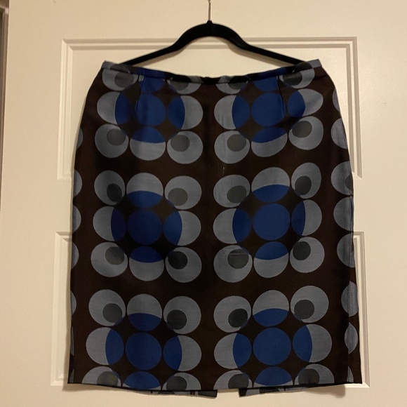 Caroline Biss skirt,  Blue/Brown/ Grey Geometric design - Picture 1 of 5